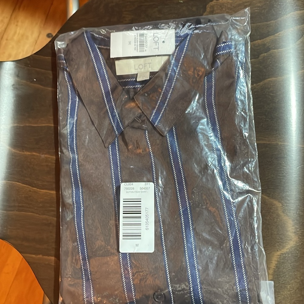 Perfect for fall. Gorgeous brown/navy striped blouse. Brand new with tags. - Picture 7 of 7